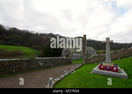Saint Winifred's Kirche, Branscombe Dorf. East Devon Gebiet von außergewöhnlicher natürlicher Schönheit. UK. Stockfoto