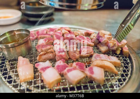 Treaky Schweinefleisch für den gegrillten Schweinebauch, Koreanisches Menü, Korea traditionelle und beliebte Essen, leckeres Essen. Stockfoto