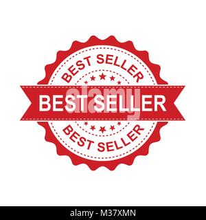 Bestseller grunge Gummi Stempel. Vector Illustration auf weißem Hintergrund. Geschäftskonzept bestseller Stempel Piktogramm. Stock Vektor