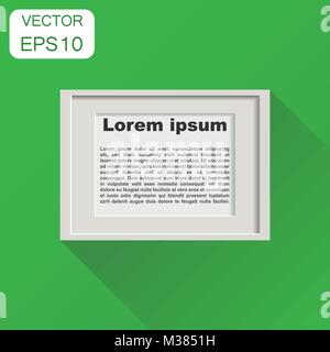 Realistische Bilderrahmen Symbol. Business Konzept Bilder rahmen Piktogramm. Vector Illustration auf grünem Hintergrund mit langen Schatten. Stock Vektor