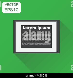 Realistische Bilderrahmen Symbol. Business Konzept Bilder rahmen Piktogramm. Vector Illustration auf grünem Hintergrund mit langen Schatten. Stock Vektor