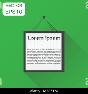 Realistische Bilderrahmen Symbol. Business Konzept Bilder rahmen Piktogramm. Vector Illustration auf grünem Hintergrund mit langen Schatten. Stock Vektor