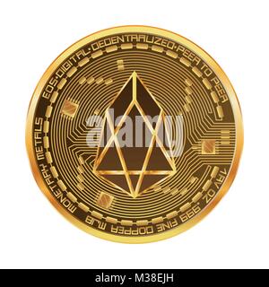 Crypto Währung eos golden Symbol Stock Vektor