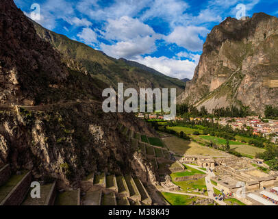 Ollantaytambo Ruinen, das Heilige Tal, Cusco Region, Peru Stockfoto