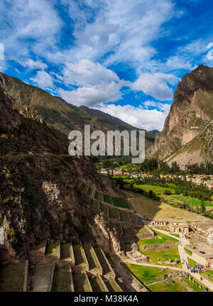 Ollantaytambo Ruinen, das Heilige Tal, Cusco Region, Peru Stockfoto