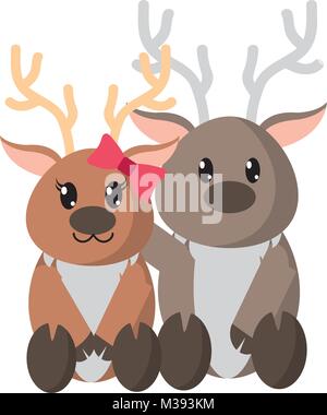 Bunte Rentier paar niedliche Tier zusammen Stock Vektor