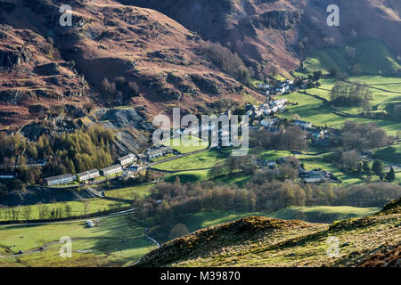 Dorf Chapel Stile, Great Langdale, Nationalpark Lake District, Cumbria, England, Großbritannien Stockfoto