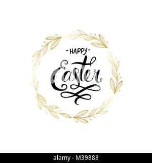 Vintage Grußkarte zu Ostern. Handgezeichneten Schriftzug text Frohe Ostern auf grunge Hintergrund. Urlaub Karte. Stock Vektor