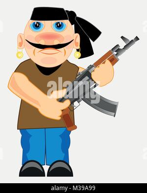 Terroristische mit automat Stock Vektor