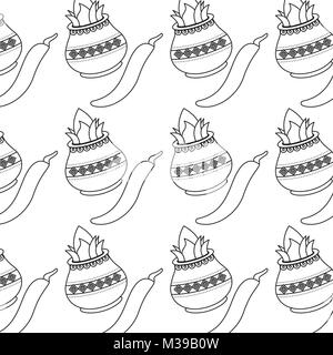 Hindu kalash Kokos chili Hintergrund Stock Vektor