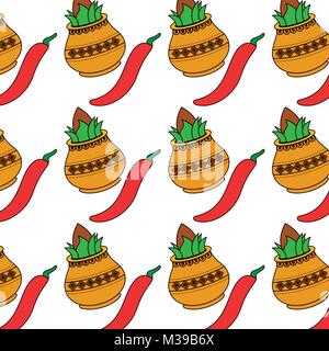 Hindu kalash Kokos chili Hintergrund Stock Vektor