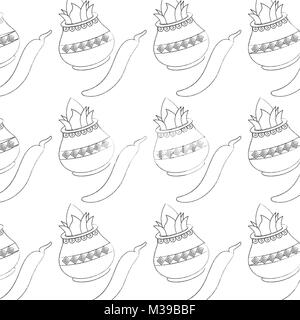 Hindu kalash Kokos chili Hintergrund Stock Vektor