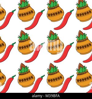 Hindu kalash Kokos chili Hintergrund Stock Vektor