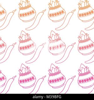 Hindu kalash Kokos chili Hintergrund Stock Vektor