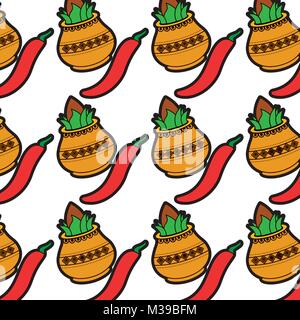 Hindu kalash Kokos chili Hintergrund Stock Vektor
