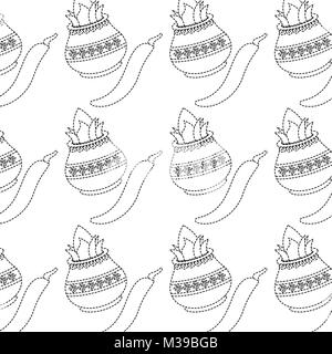 Hindu kalash Kokos chili Hintergrund Stock Vektor