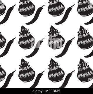 Hindu kalash Kokos chili Hintergrund Stock Vektor