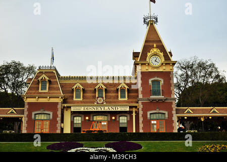 Main Street Bahnhof Disneyland Kalifornien Stockfoto