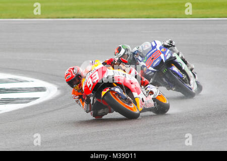 Marc Marquez Repsol Honda führt Jorge Lorenzo auf dem Z1 Yamaha in der MotoGP Qualifying für den Grand Prix 2016 Stockfoto