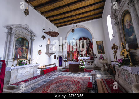 Innenraum der Kirche St. Nikolaus in Perast historische Stadt in der Bucht von Kotor der Adria in Montenegro Stockfoto
