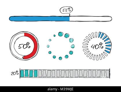 Der Fortschrittsbalken-template Elemente, Bleistift design Vector Illustration gezeichnet Stock Vektor