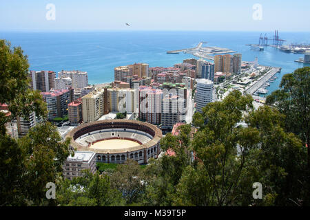 Malaga, Andalusien, Spanien. Luftbild von der Alcazaba. Stockfoto