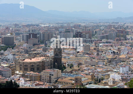 Malaga, Andalusien, Spanien. Luftbild von der Alcazaba. Stockfoto