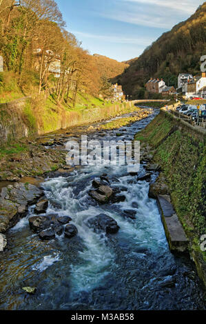 UK, North Devon, Lynmouth, Osten Flusses Lyn Stockfoto