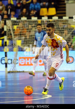 Kiew, Ukraine - Januar 28, 2017: Alex Yepes Spaniens Angriffen während der freundlich Futsal Spiel gegen die Ukraine im Palats Sport in Kiew, Ukraine Stockfoto