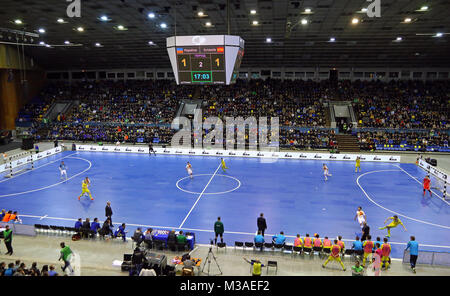 Kiew, Ukraine - Januar 28, 2017: Panoramablick auf Palats Sport in Kiew während freundlich Futsal spiel Ukraine gegen Spanien Stockfoto