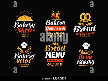 Bäckerei, backhaus Logo oder Label. Brot, selbstgebackenes Symbol. Schriftzug Vector Illustration Stock Vektor