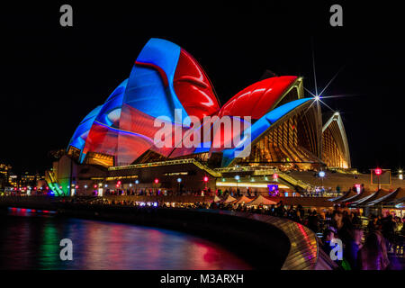 VIVID SYDNEY Beleuchtung festival At The Rocks, Sydney. Mai, 29, 2017. Sydney, New South Wales, Australien. Stockfoto