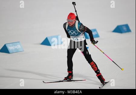 Pyeongchang, Südkorea. 10 Feb, 2018. Deutschlands Franziska Hildebrand in Aktion bei den Frauen Biathlon (7,5km Sprint) in Pyeongchang, Südkorea, 10. Februar 2018. Quelle: Michael Kappeler/dpa-Zentralbild/dpa/Alamy leben Nachrichten Stockfoto