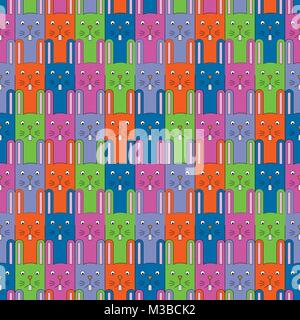 Cute bunny Muster. Die nahtlose Vektor Hintergrund mit Kaninchen für Kids Design. Lustige Kaninchen cartoon nahtlose Muster Stock Vektor