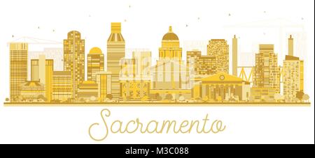 Sacramento Kalifornien USA Skyline der Stadt goldene Silhouette. Vector Illustration. Stock Vektor