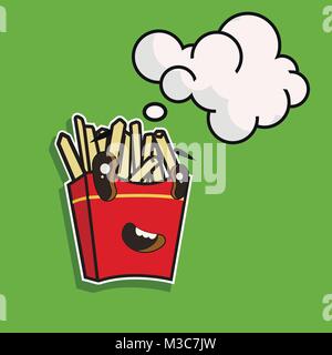 Lustige cartoon Pommes mit Sprechblasen, Vektor Banner, Illustration, Anzeigen Stock Vektor