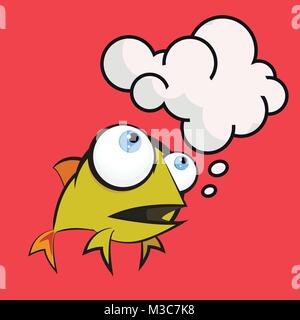 Eine Abbildung eines glücklichen Goldfisch cartoon Charakter, mit Sprechblase Vector Illustration für ads Stock Vektor