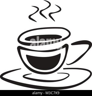 Tasse Kaffee mit Untertasse doodle Zeichnung Vektor icon Stock Vektor