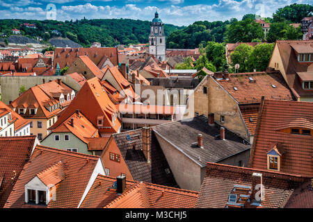 Roten Dächer der Altstadt (Altstadt) in Meißen, Sachsen, Deutschland Stockfoto