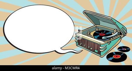 Plattenspieler Comics, Musik und Party. cartoon Pop Art Illustration retro Zeichnung Stock Vektor