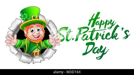 Happy St Patricks Day Leprechaun Cartoon Stock Vektor