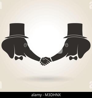 Abstrakte handshake Elefanten Stock Vektor