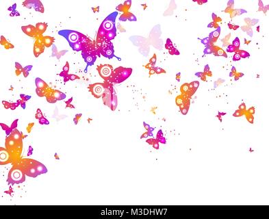 Bunte fliegende Schmetterlinge isoliert auf weißem Hintergrund