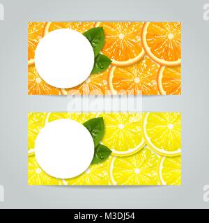 Satz von Banner mit Orange, Zitrone Stock Vektor