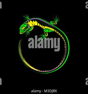 Lizard Logo auf schwarzem Hintergrund Stock Vektor