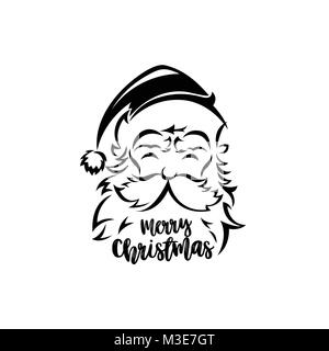 Schwarze und weiße Weihnachtsmann Vector Illustration Stock Vektor