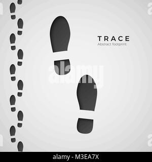 Silhouette der Stellfläche. Trail von Stiefel. Schuhputzmaschine verfolgen. Vector Illustration auf weißem Hintergrund Stock Vektor
