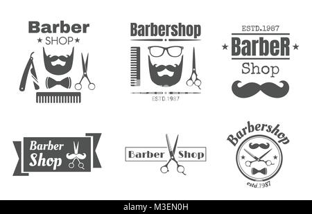 Vintage barbershop zugeschickt oder Logo Stock Vektor