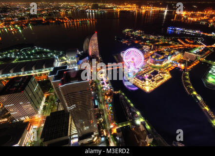 Yokohama Hafen Luftbild, Japan im Jahr 2015 getroffen Stockfoto