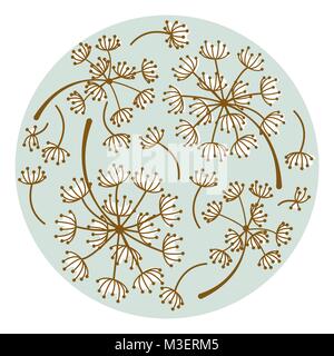Löwenzahn Blumen runde Platte design Vector. Stock Vektor
